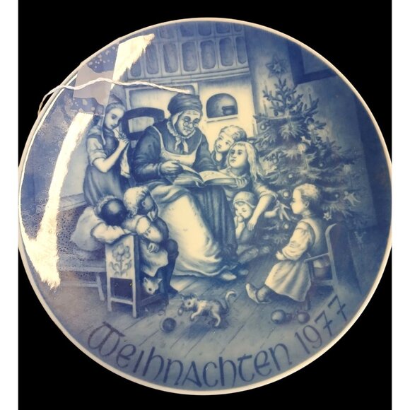 1977 Bareuther Blue Limited Edition 8" Christmas plate CH01 E - Picture 1 of 2